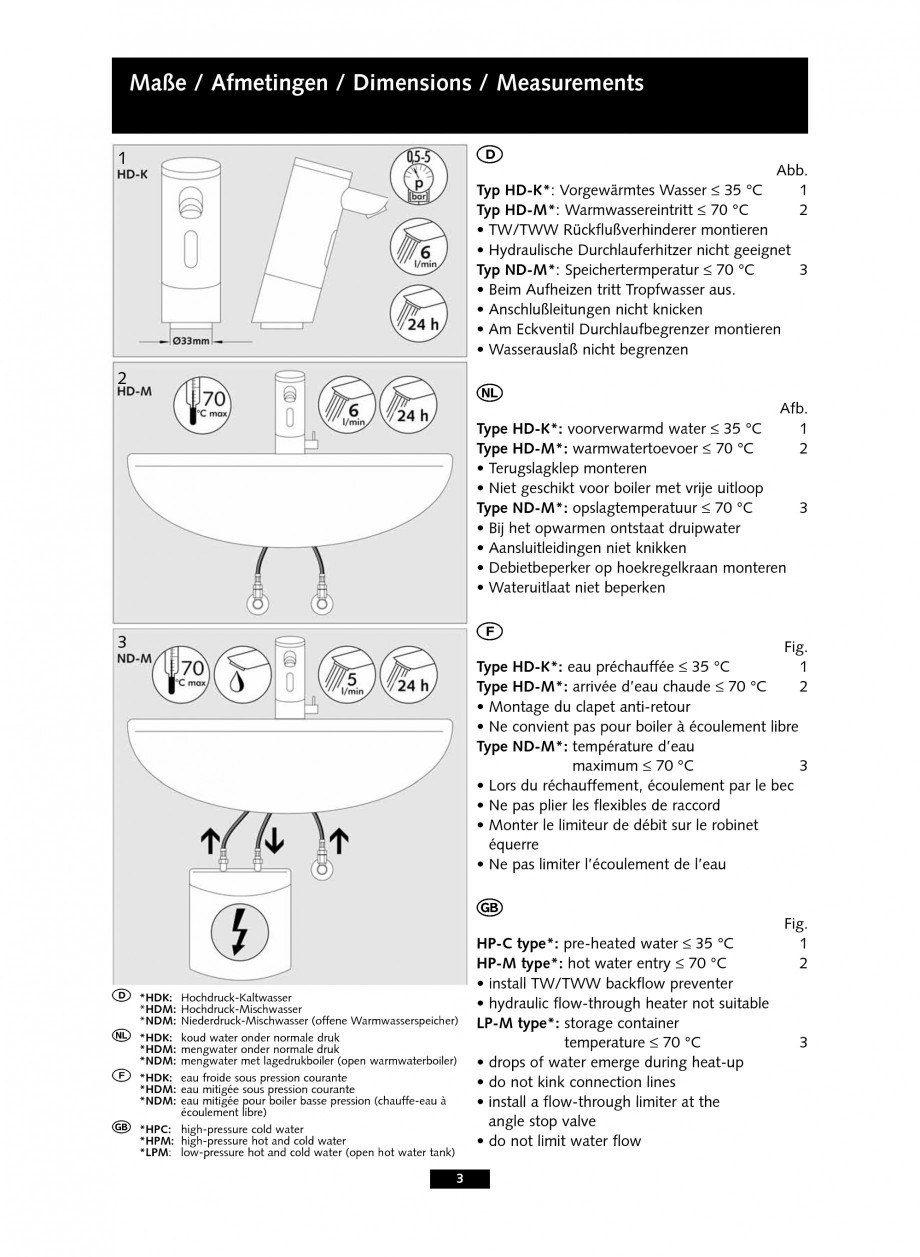 Pagina 3-Baterie cu senzor electronic pentru lavoar SCHELL PURIS E Tip HD-K, PURIS E Tip HD-M, PURIS E Tip...