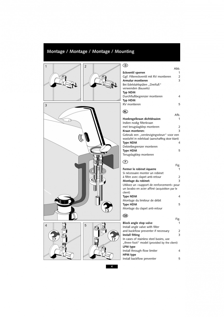 Pagina 4-Baterie cu senzor electronic pentru lavoar SCHELL VENUS E Tip HD-K, VENUS E Tip HD-M, VENUS E Tip...