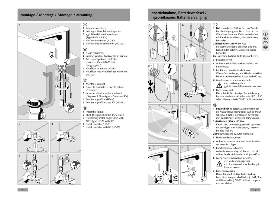 Pagina 3-Baterii cu senzor electronic pentru lavoare - alimentate de la retea SCHELL CELIS E Tip HD-K, CELIS ...