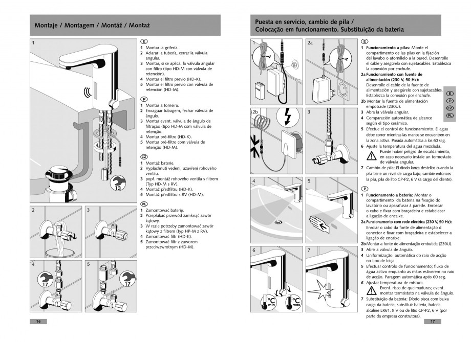 Pagina 9-Baterii cu senzor electronic pentru lavoare - alimentate de la retea SCHELL CELIS E Tip HD-K, CELIS ...