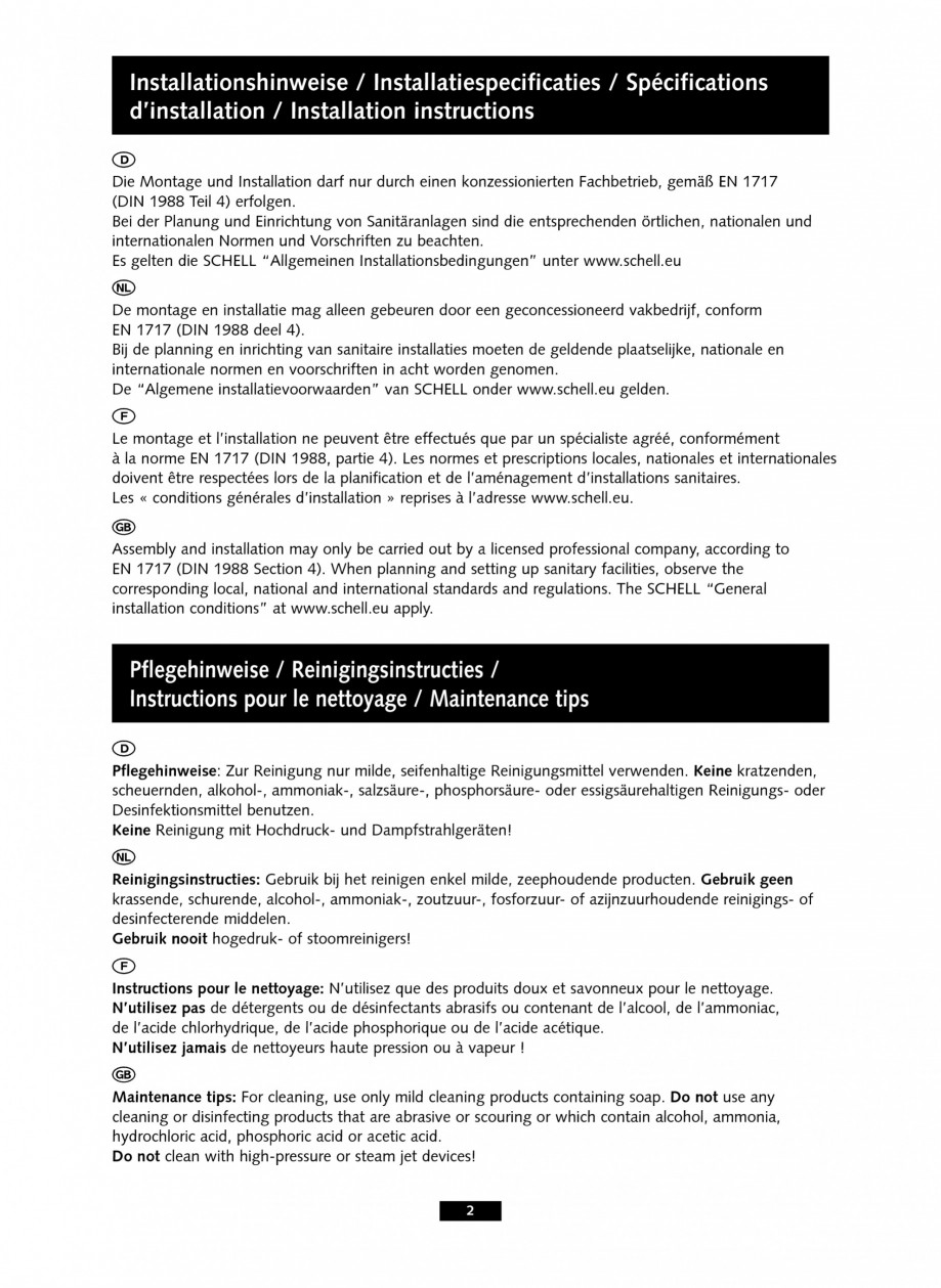 Pagina 2-Baterii cu senzor electronic pentru lavoare - alimentate de la retea SCHELL PURIS E Tip HD-K, PURIS ...