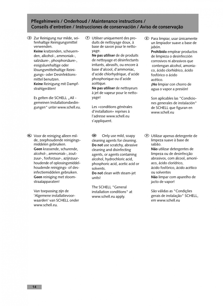 Pagina 14-Baterie cu temporizare pentru lavoar SCHELL Instructiuni montaj, utilizare Engleza, Germana,...