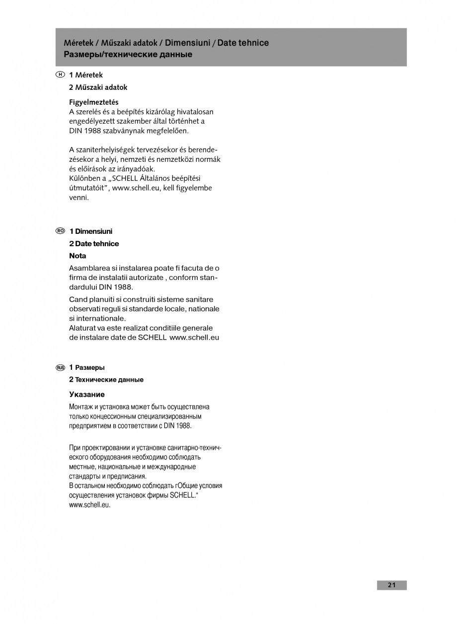 Pagina 21-Baterie cu temporizare pentru lavoar SCHELL Instructiuni montaj, utilizare Engleza, Germana,...