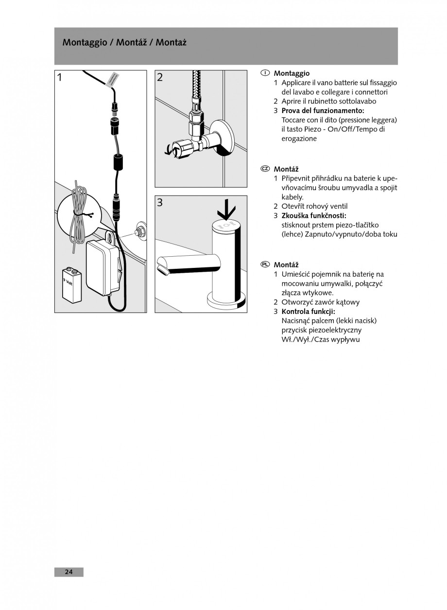 Pagina 24-Baterie cu temporizare pentru lavoar SCHELL Instructiuni montaj, utilizare Engleza, Germana,...