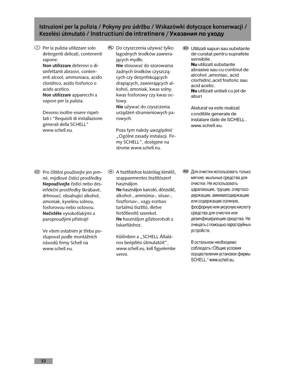 Pagina 32-Baterie cu temporizare pentru lavoar SCHELL Instructiuni montaj, utilizare Engleza, Germana,...