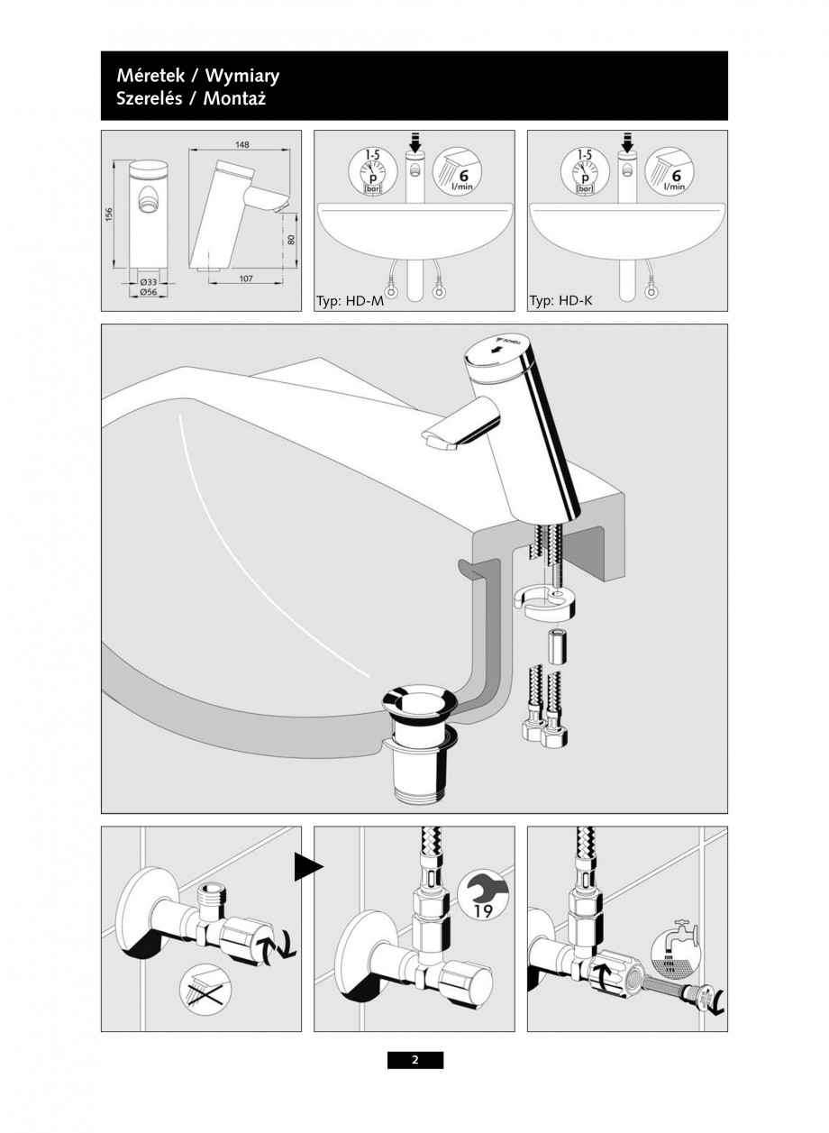 Pagina 2-Baterie cu temporizare pentru lavoar SCHELL PURIS SC-K, PURIS SC-M Instructiuni montaj, utilizare...