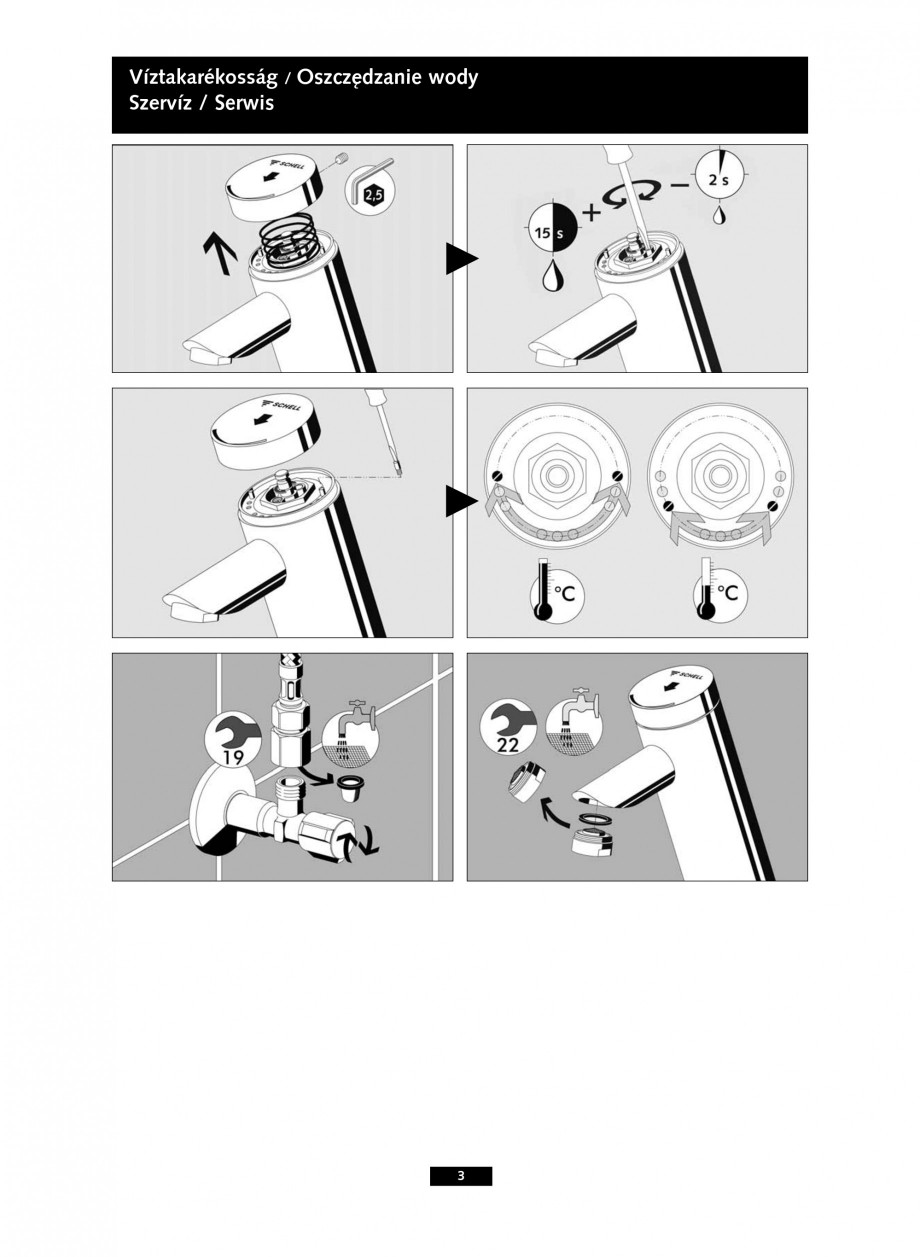 Pagina 3-Baterie cu temporizare pentru lavoar SCHELL PURIS SC-K, PURIS SC-M Instructiuni montaj, utilizare...
