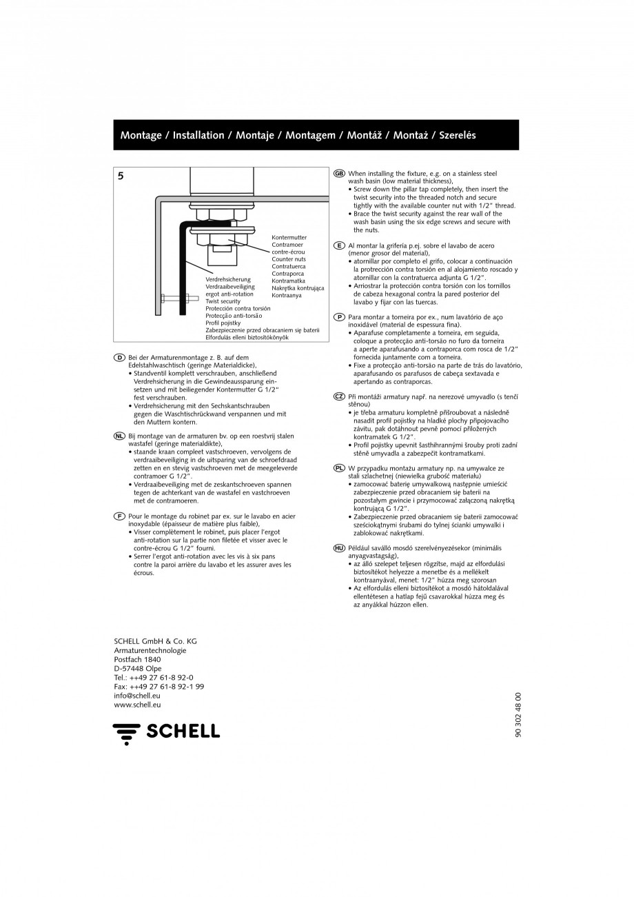 Pagina 4-Accesorii pentru baterii pentru lavoare - Siguranta antirotire SCHELL PETIT SC Accesorii Engleza,...