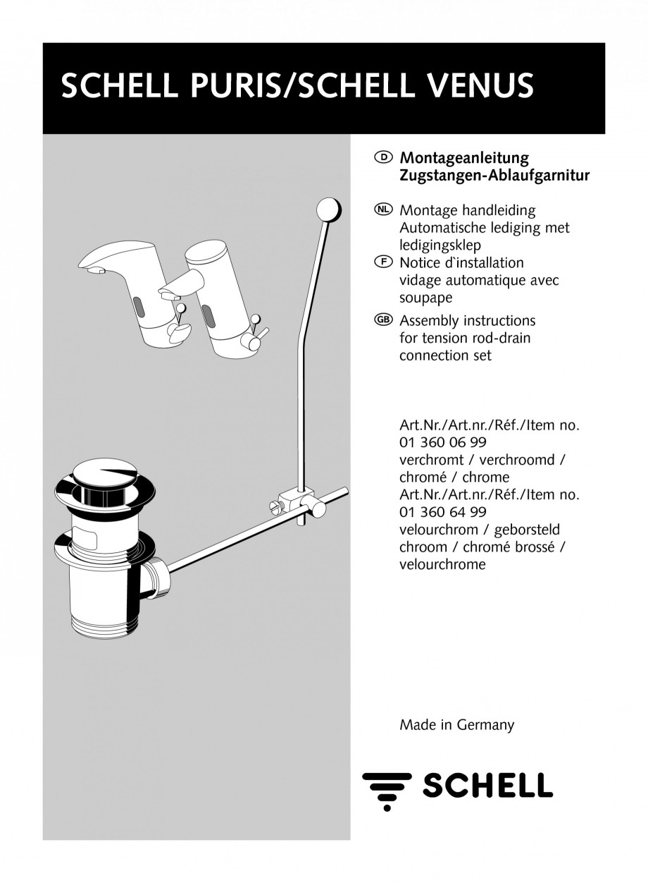 Pagina 1-Accesorii pentru baterii pentru lavoare - Set ventil automat SCHELL PURIS E Tip HD-K, PURIS E Tip...