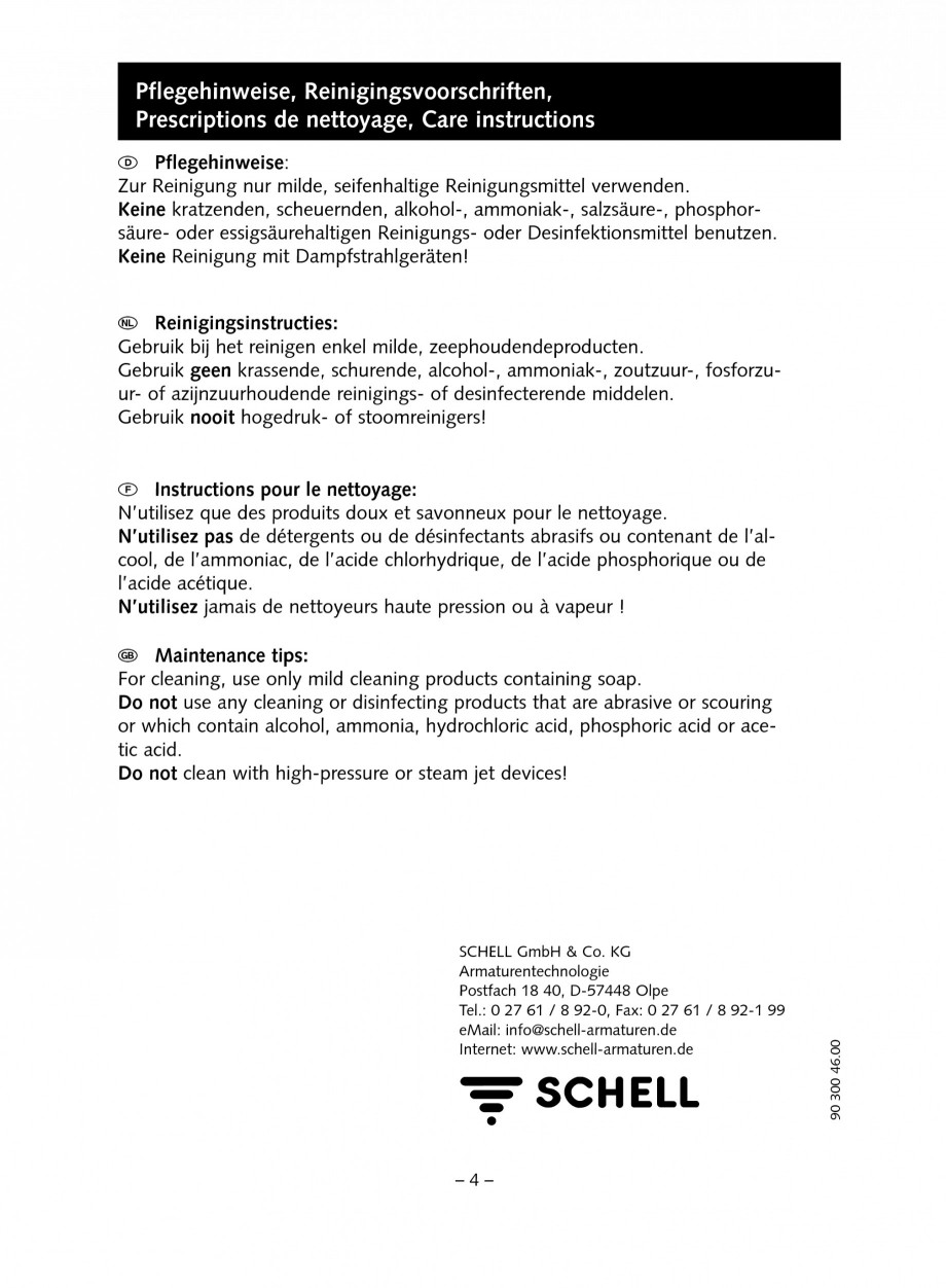 Pagina 4-Accesorii pentru baterii pentru lavoare - Set ventil automat SCHELL PURIS E Tip HD-K, PURIS E Tip...