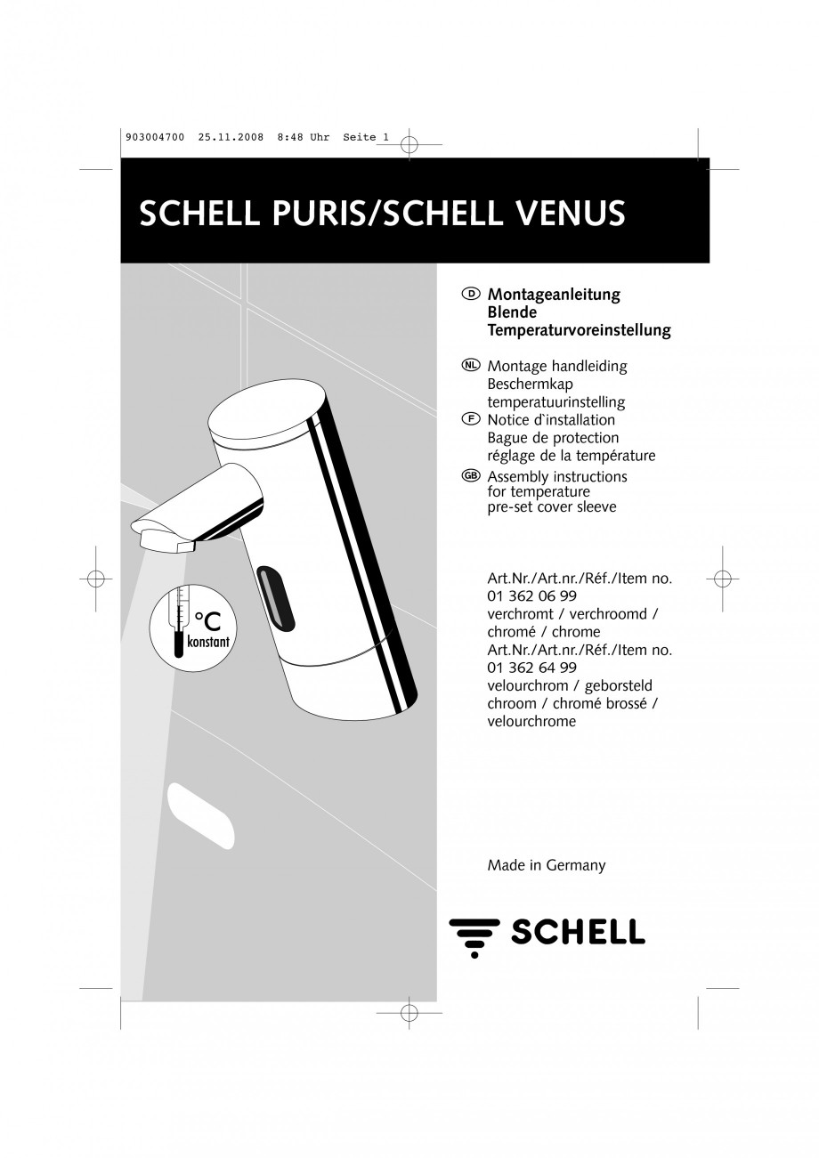 Pagina 1-Accesorii pentru baterii pentru lavoare - Inel pentru prereglarea temperaturii apei SCHELL PURIS E...