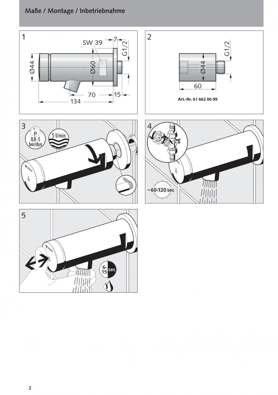 Pagina 2-Baterie cu temporizator cu montare in perete SCHELL PETIT SC Instructiuni montaj, utilizare Engleza,...