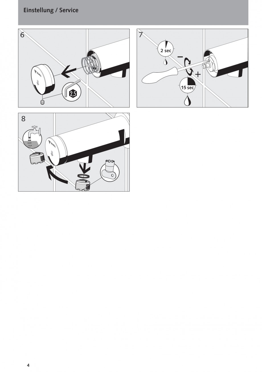 Pagina 4-Baterie cu temporizator cu montare in perete SCHELL PETIT SC Instructiuni montaj, utilizare Engleza,...