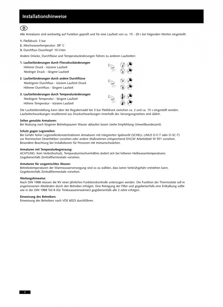 Pagina 2-Baterii cu montare in perete pentru lavoare SCHELL LINUS W-SC-M, LINUS W-SC-V Instructiuni montaj,...