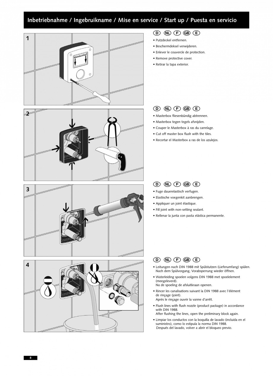 Pagina 8-Baterii cu montare in perete pentru lavoare SCHELL LINUS W-SC-M, LINUS W-SC-V Instructiuni montaj,...