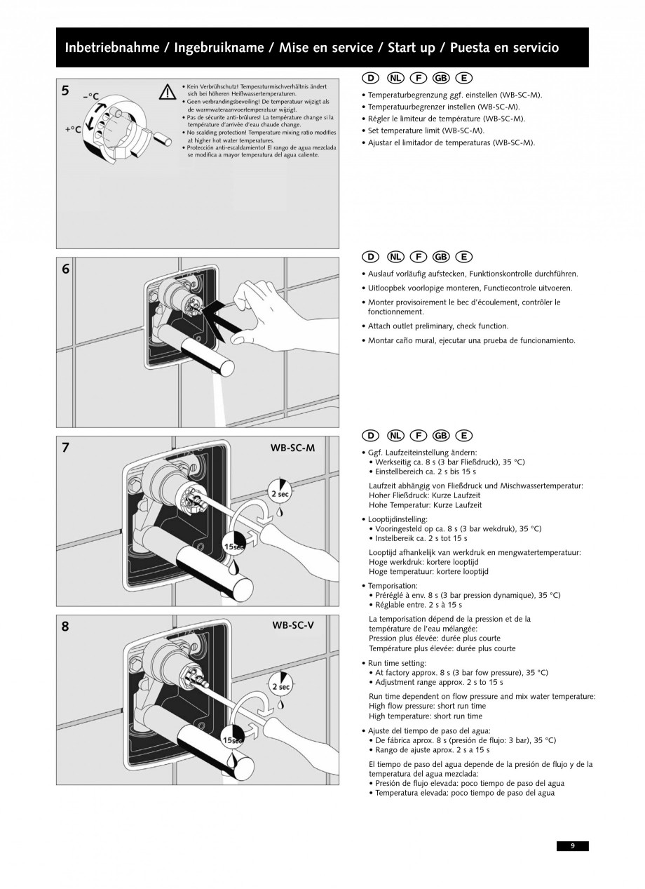 Pagina 9-Baterii cu montare in perete pentru lavoare SCHELL LINUS W-SC-M, LINUS W-SC-V Instructiuni montaj,...