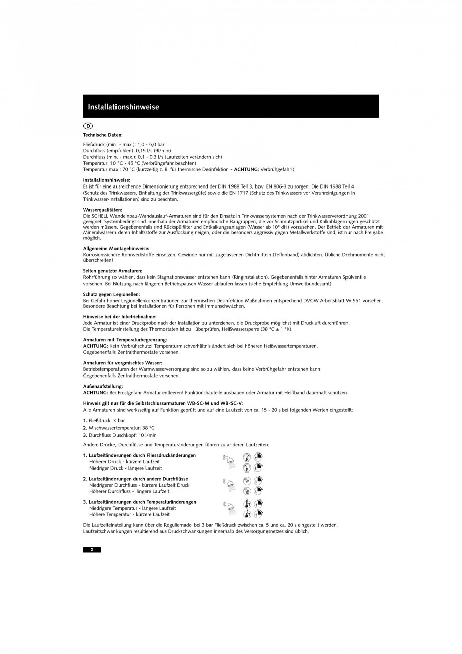 Pagina 2-Doza pentru montare in perete SCHELL WB-SC-M, WB-SC-V Instructiuni montaj, utilizare Engleza,...