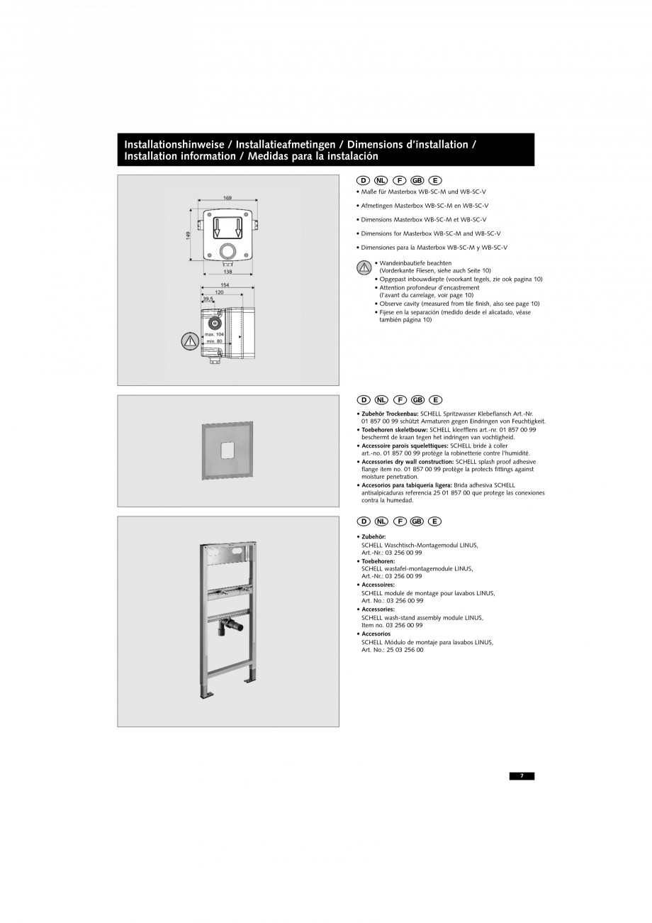 Pagina 7-Doza pentru montare in perete SCHELL WB-SC-M, WB-SC-V Instructiuni montaj, utilizare Engleza,...
