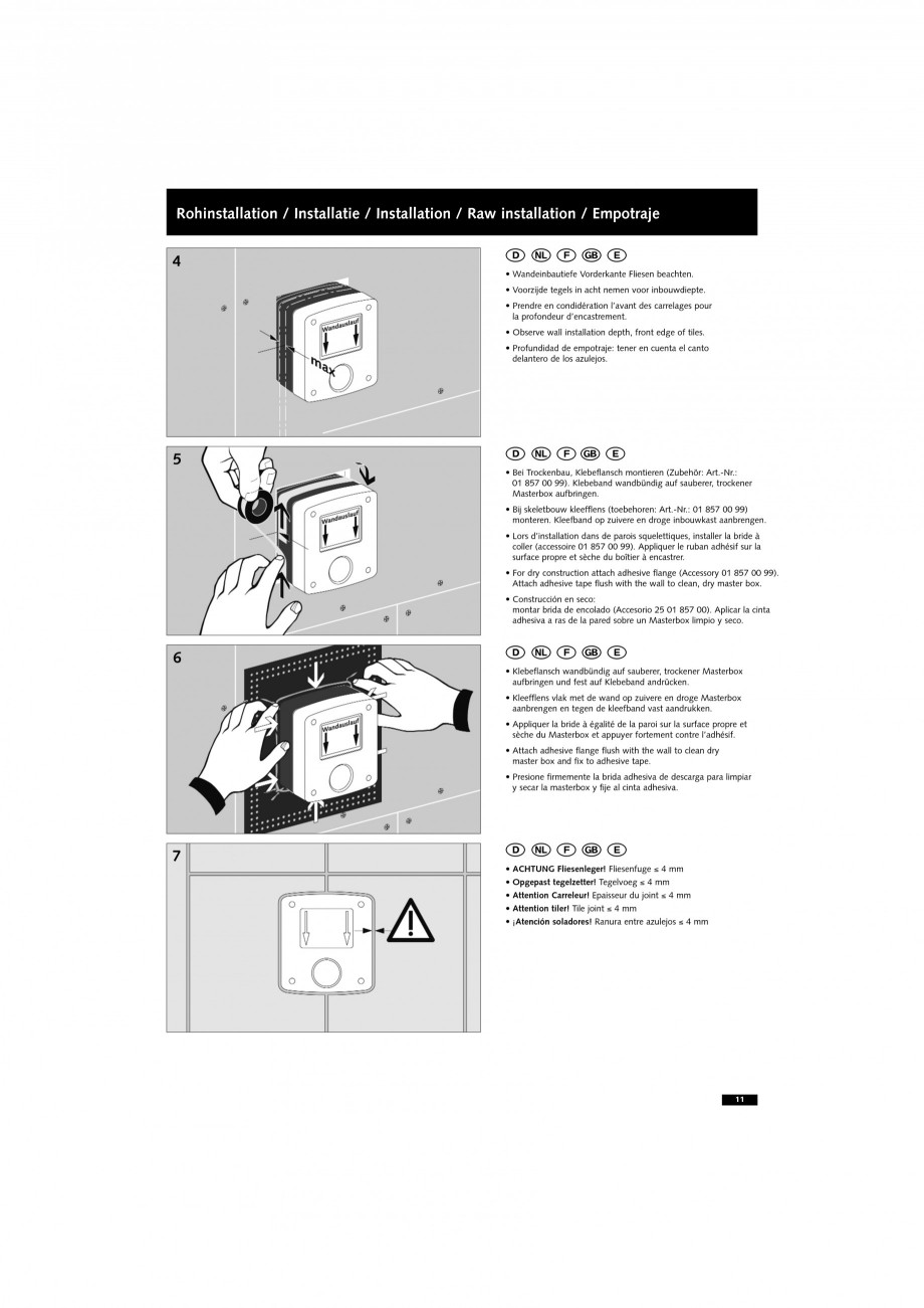 Pagina 11-Doza pentru montare in perete SCHELL WB-SC-M, WB-SC-V Instructiuni montaj, utilizare Engleza,...