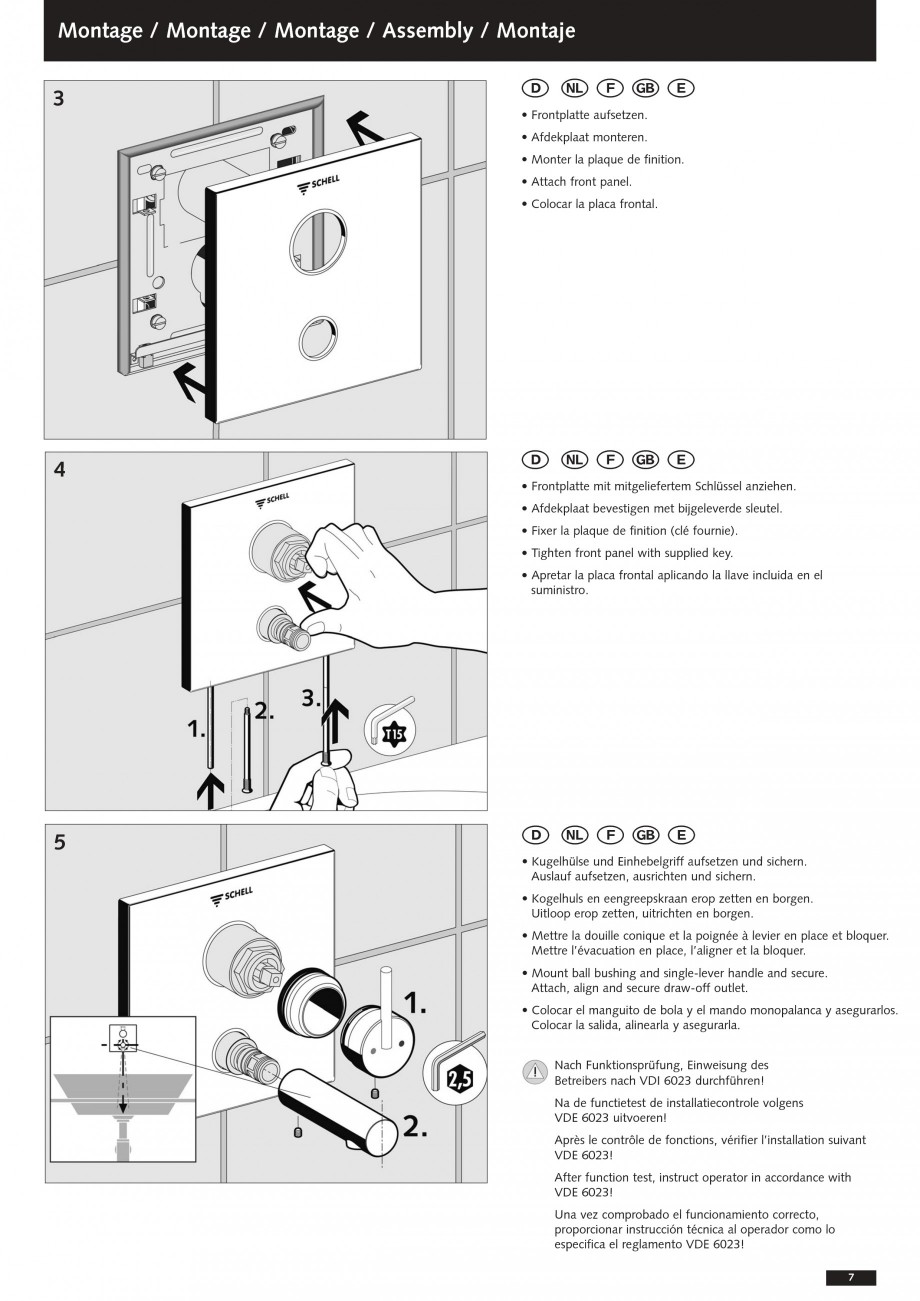 Pagina 7-Baterii cu montare in perete pentru lavoare SCHELL Instructiuni montaj, utilizare Romana especial...