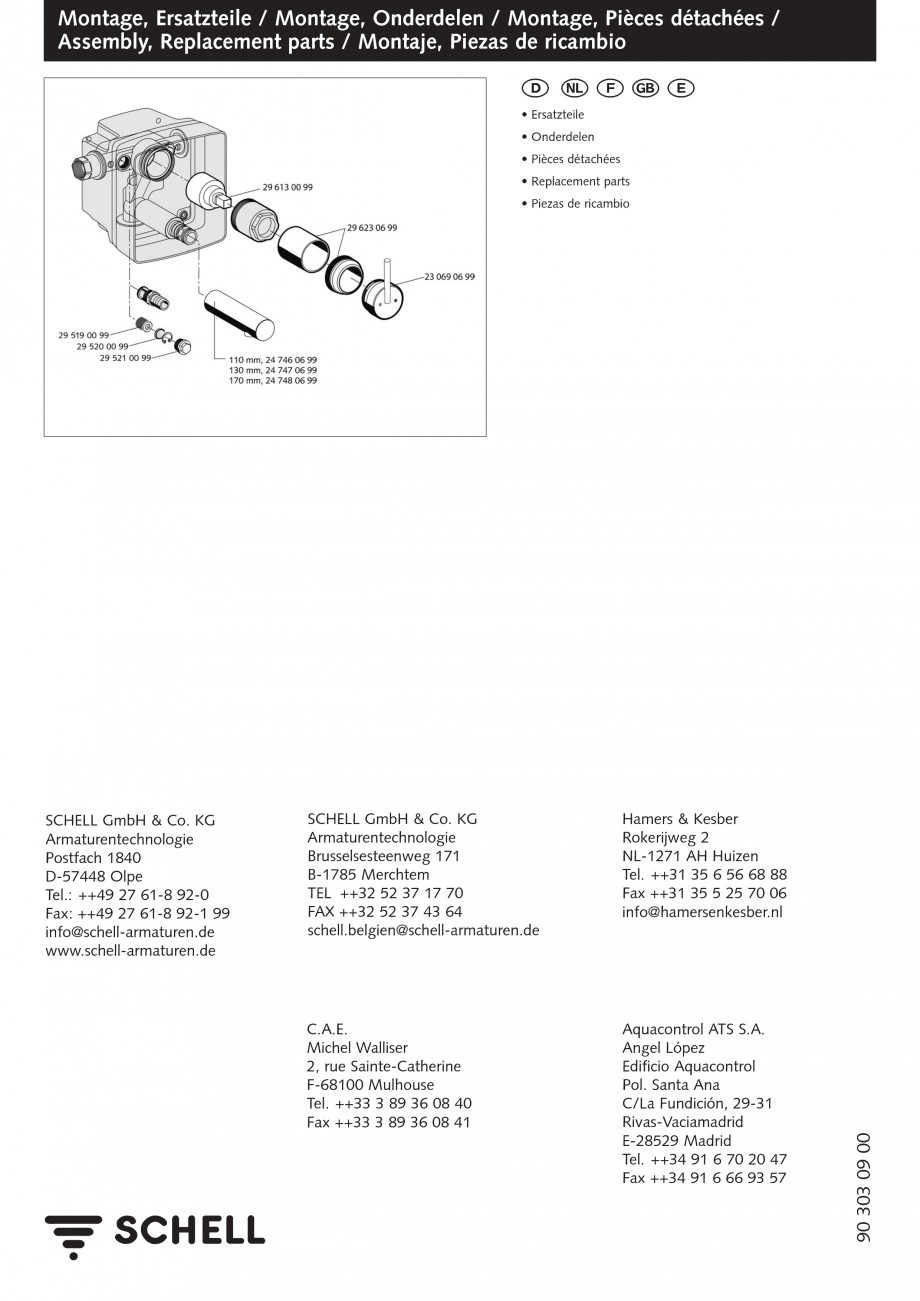 Pagina 8-Baterii cu montare in perete pentru lavoare SCHELL Instructiuni montaj, utilizare Romana 
• Maße ...