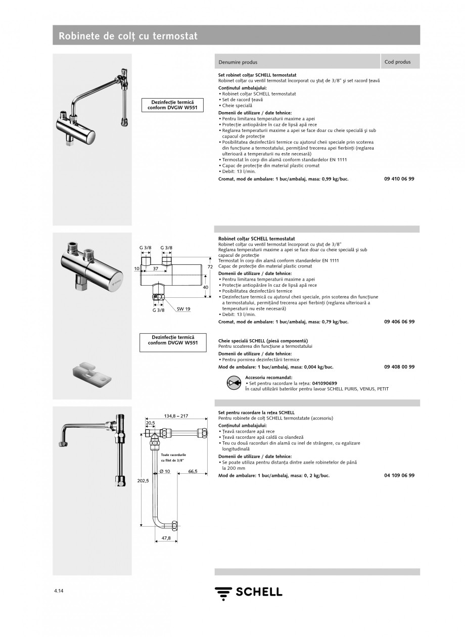 Pagina 1-Caracteristici tehnice SCHELL Robinete de colt cu termostat Fisa tehnica Romana Robinete de colţ cu...