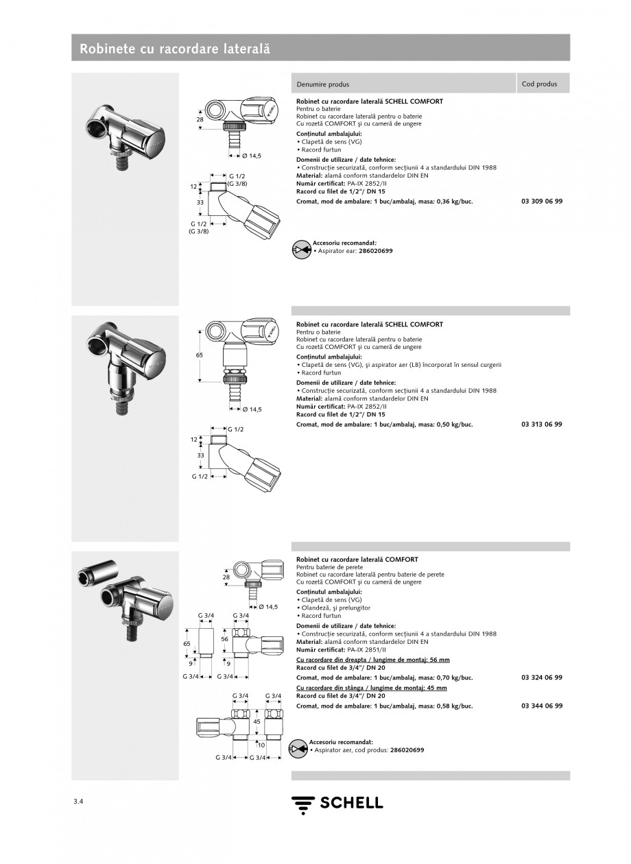 Pagina 1-Caracteristici tehnice SCHELL Robinete cu racordare laterala Fisa tehnica Romana Robinete cu...