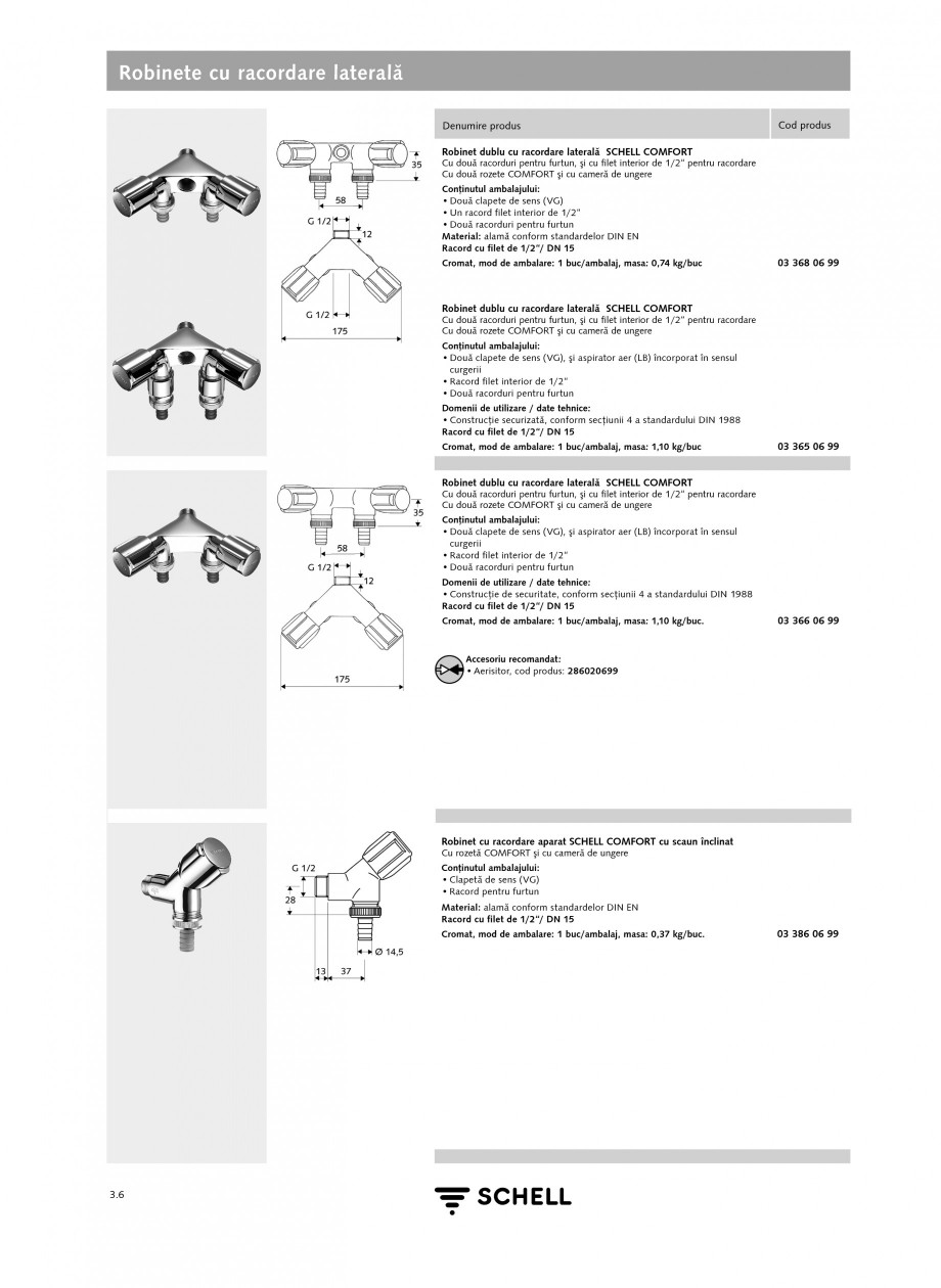 Pagina 3-Caracteristici tehnice SCHELL Robinete cu racordare laterala Fisa tehnica Romana comandat: •...