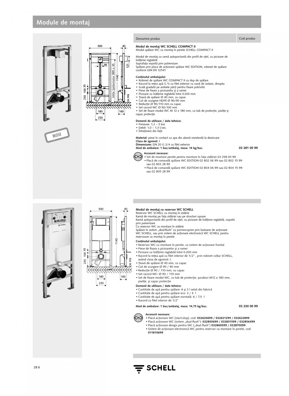 Pagina 5-Caracteristici tehnice SCHELL Module de montaj Fisa tehnica Romana ELL LINUS
Pentru duşuri cu pară...