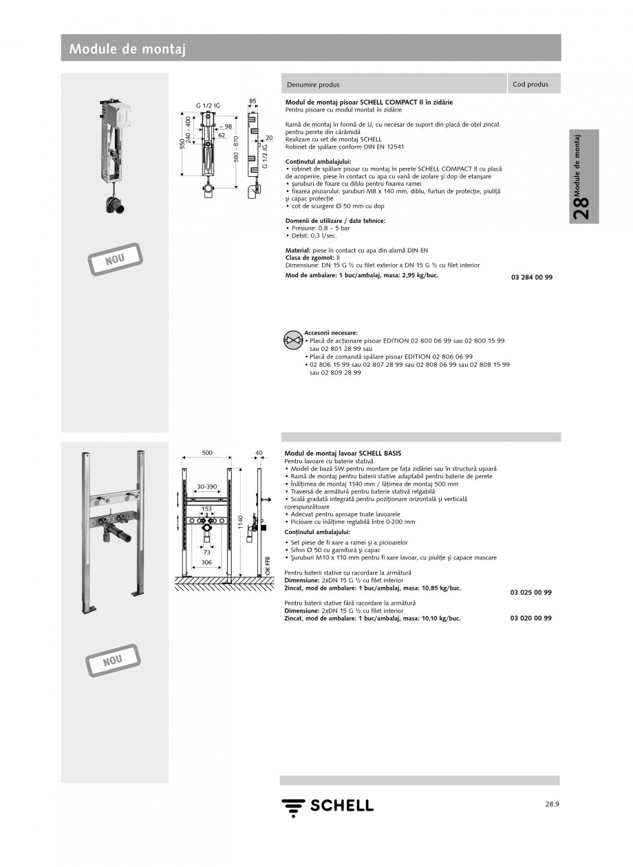 Pagina 8-Caracteristici tehnice SCHELL Module de montaj Fisa tehnica Romana  plastic, pentru montare în...