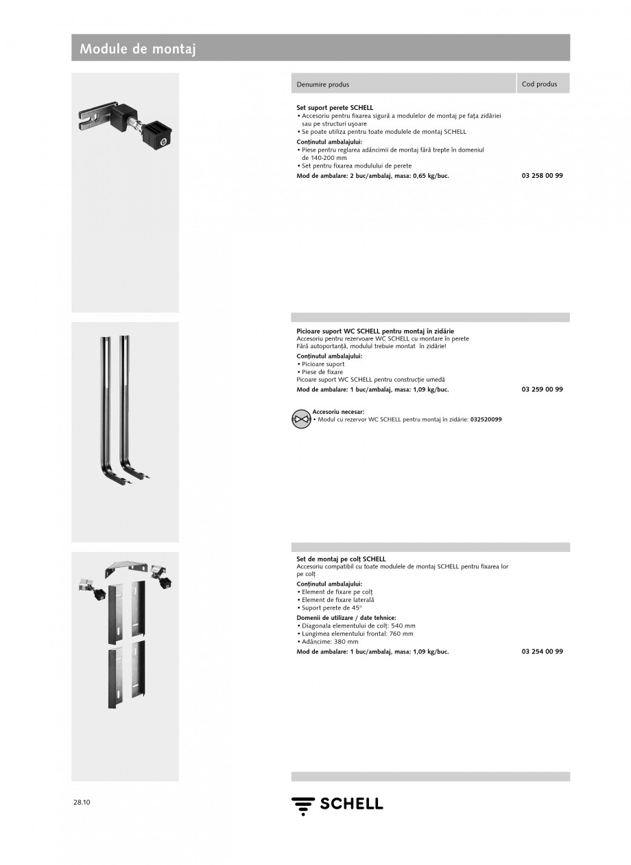 Pagina 9-Caracteristici tehnice SCHELL Module de montaj Fisa tehnica Romana 2580099 • Placă de acţionare ...