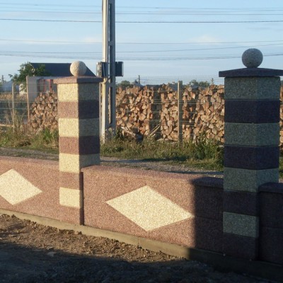 Prefabet Gard spalat marron prugna panou solzi - Garduri modulare din beton pentru curte si gradina