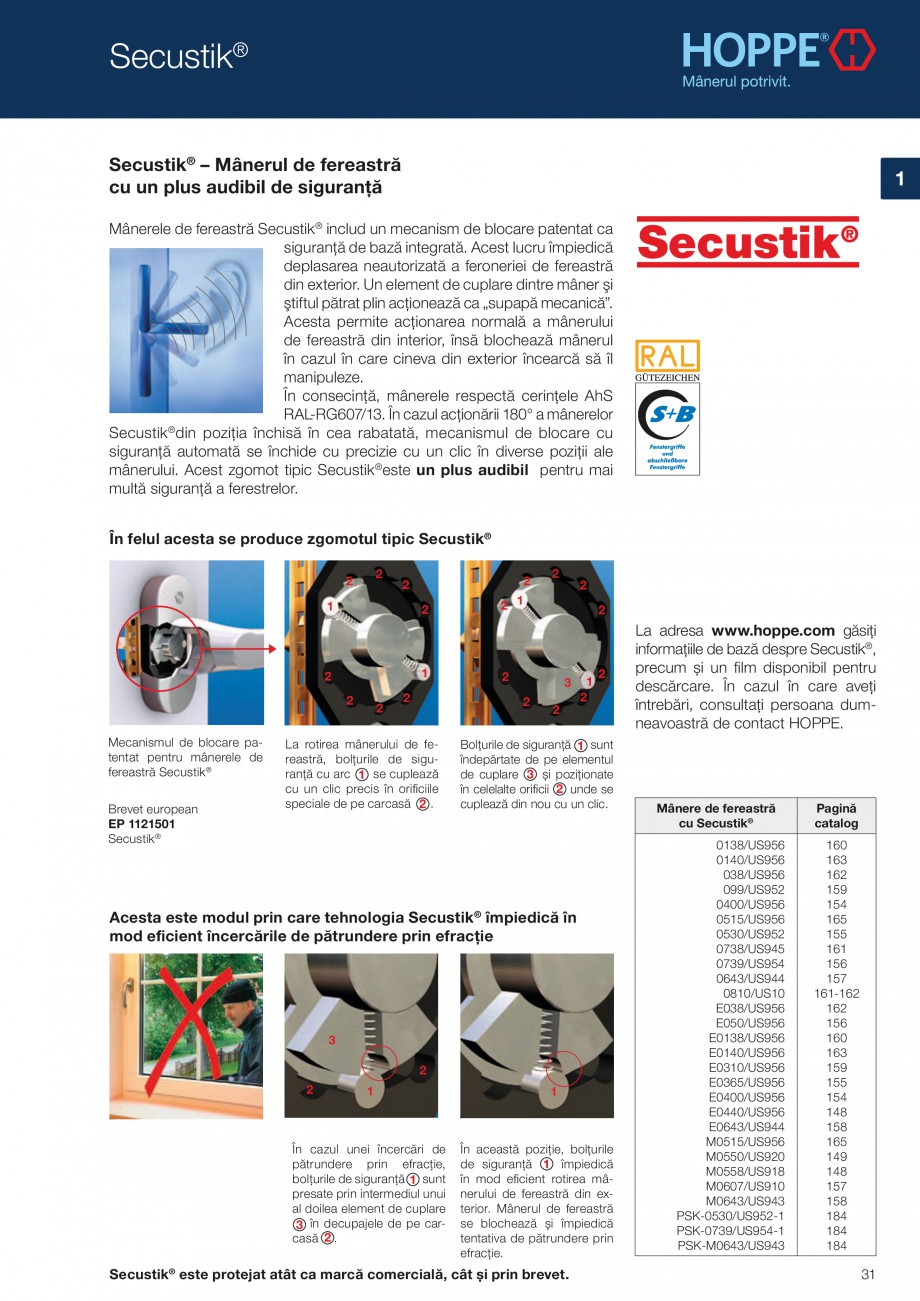 Pagina 31 - Manere pentru usi si fereastre - Gama de produse de baza 2013 HOPPE Acapulco M1558, Las ...