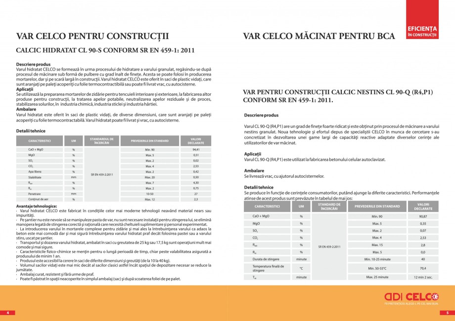 Pagina 3-Pliant - Var CELCO Var calcic hidratat CL90-S dp, Var industrial bulgari, calcic nestins, CL90-Q lu,...