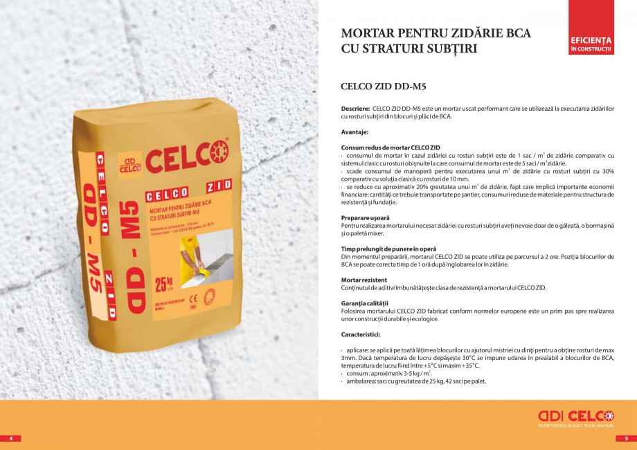 Pagina 3-Pliant - Mortar pentru zidarie BCA cu straturi subtiri CELCO ZID DD-M5, ZID DD-M10 Catalog, brosura ...