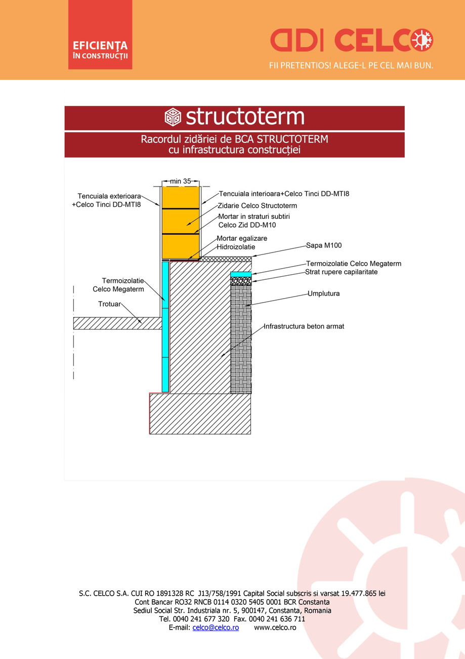 Pagina 1-CAD-PDF Racordul zidariei de BCA STRUCTOTERM cu infrastructura constructiei CELCO Detaliu de montaj 
