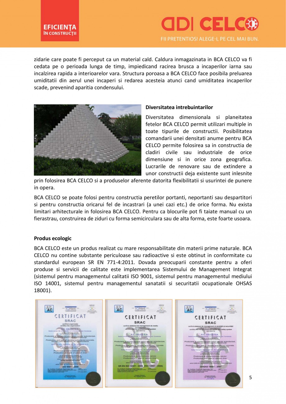 Pagina 5-De ce sa alegi BCA CELCO? CELCO MEGATERM, STANDARD, SUPERBLOCK, STRUCTOTERM, MEGATERM PLUS Catalog, ...