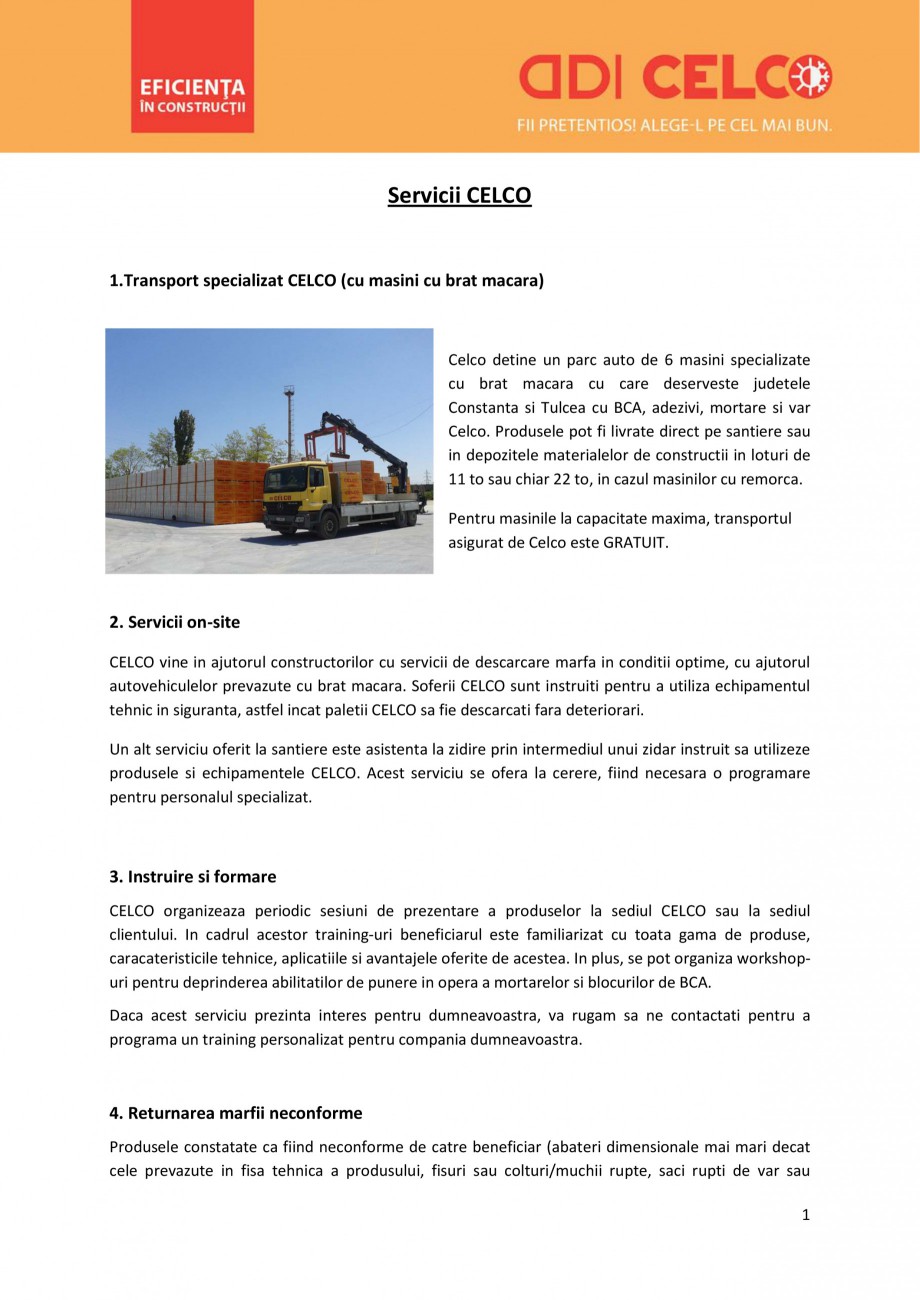 Pagina 1-Servicii oferite de CELCO CELCO STRUCTOTERM, SUPERBLOCK, MEGATERM, STANDARD, MEGATERM PLUS Catalog, ...