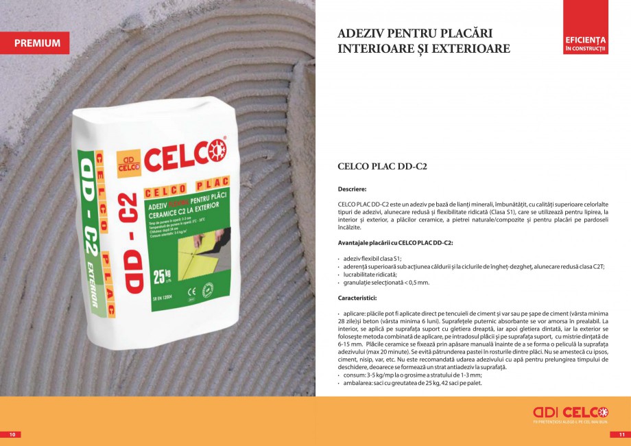 Pagina 2-Pliant - Adezivi pentru placari  CELCO PLAC interior DD-C1, PLAC interior-exterior DD-C12 Catalog,...