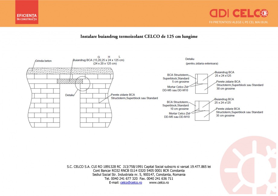 Pagina 1-CAD-PDF Instalare buiandrug termoizolant CELCO de 125 cm lungime CELCO Detaliu de montaj 