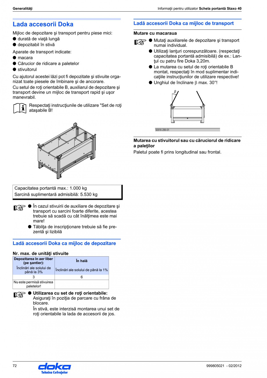 Pagina 72 - Schela portanta DOKA STAXO 40 Instructiuni montaj, utilizare Romana cesară a diblurilor...