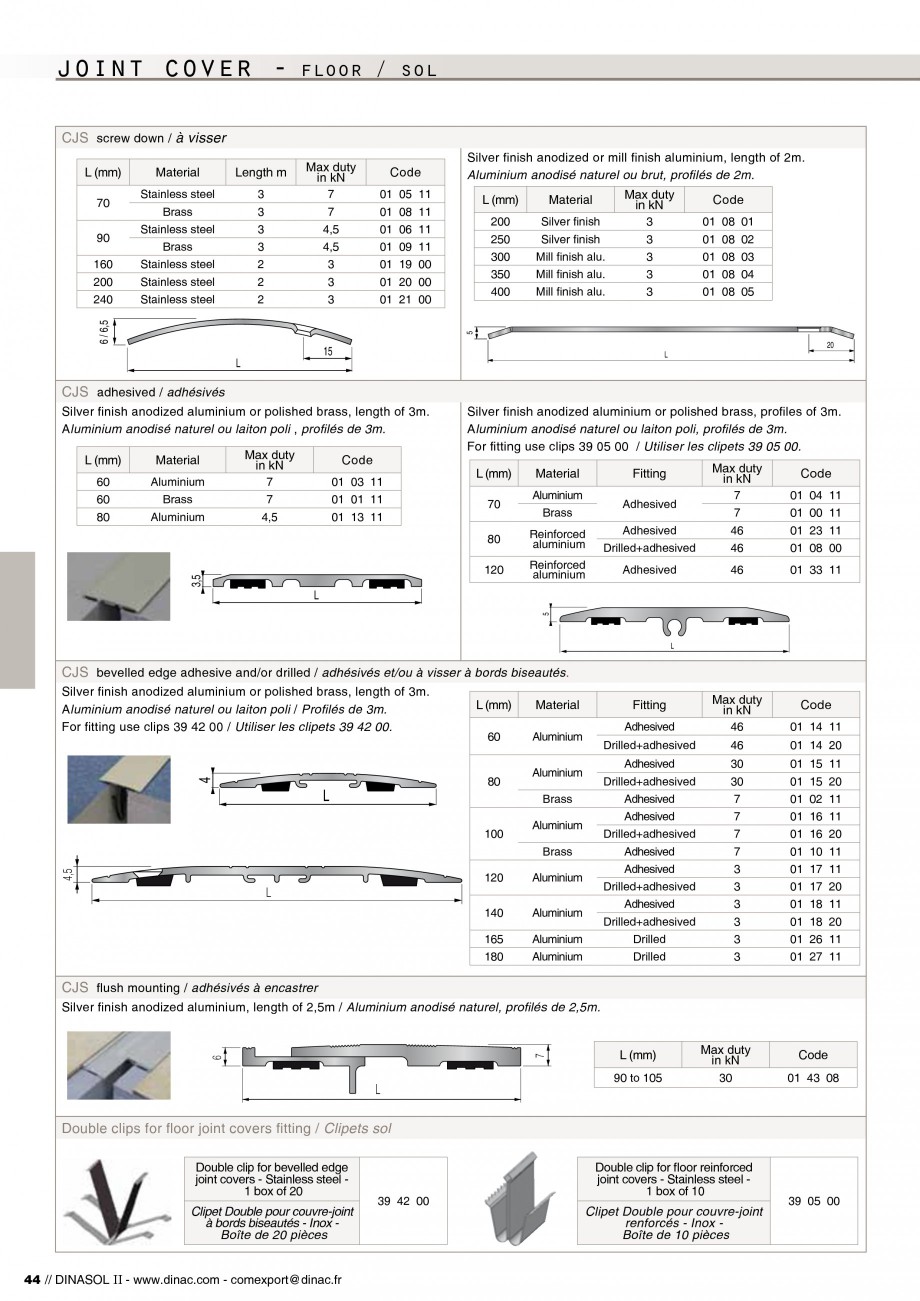 Pagina 46-Profile de dilatatie pentru pereti, pardoseli  Catalog, brosura Engleza, Franceza ncluding : mill...