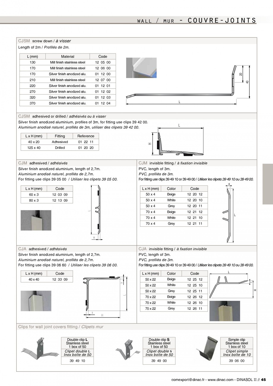 Pagina 47-Profile de dilatatie pentru pereti, pardoseli  Catalog, brosura Engleza, Franceza  Voir...