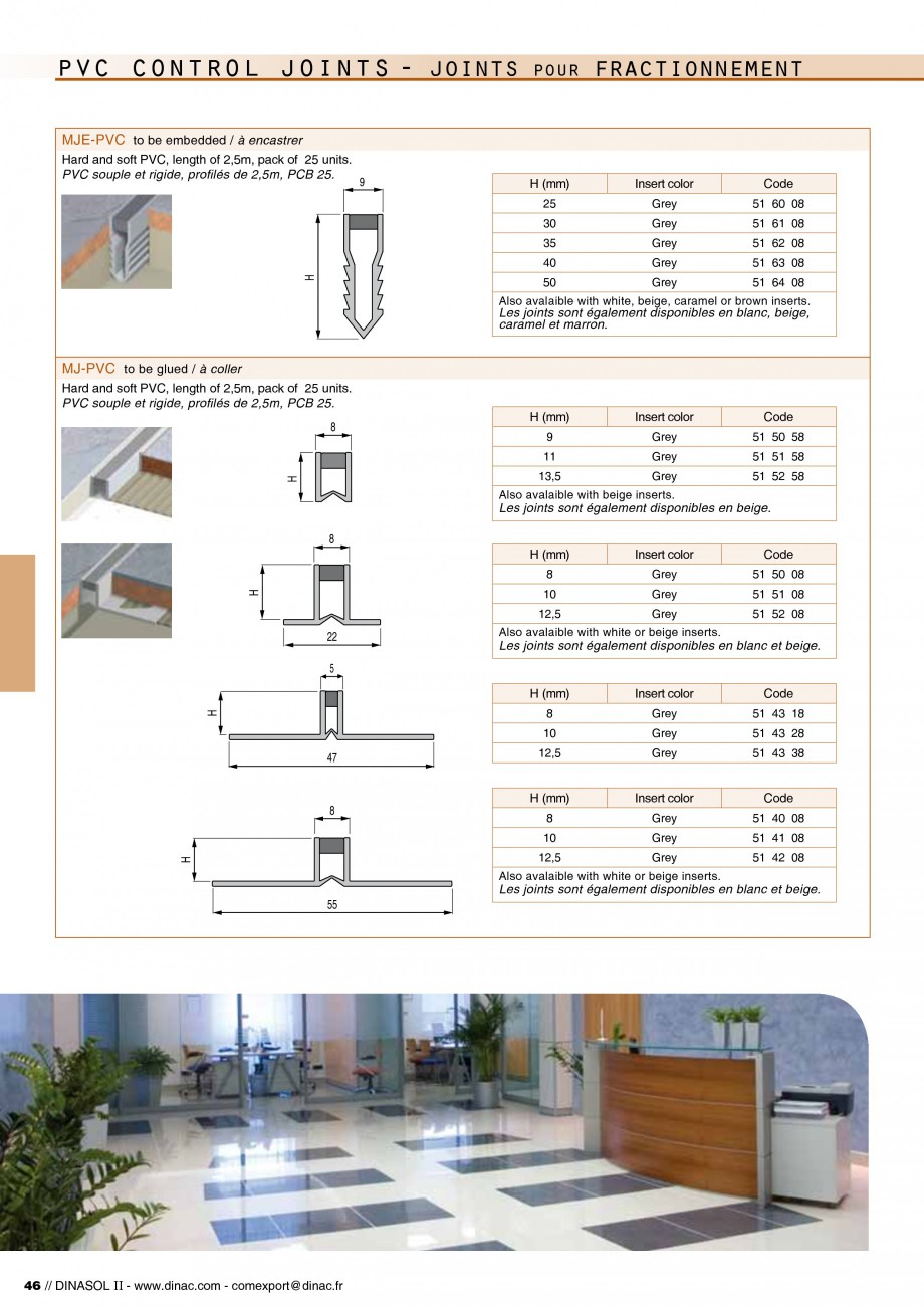 Pagina 48-Profile de dilatatie pentru pereti, pardoseli  Catalog, brosura Engleza, Franceza  a b
Max duty in...