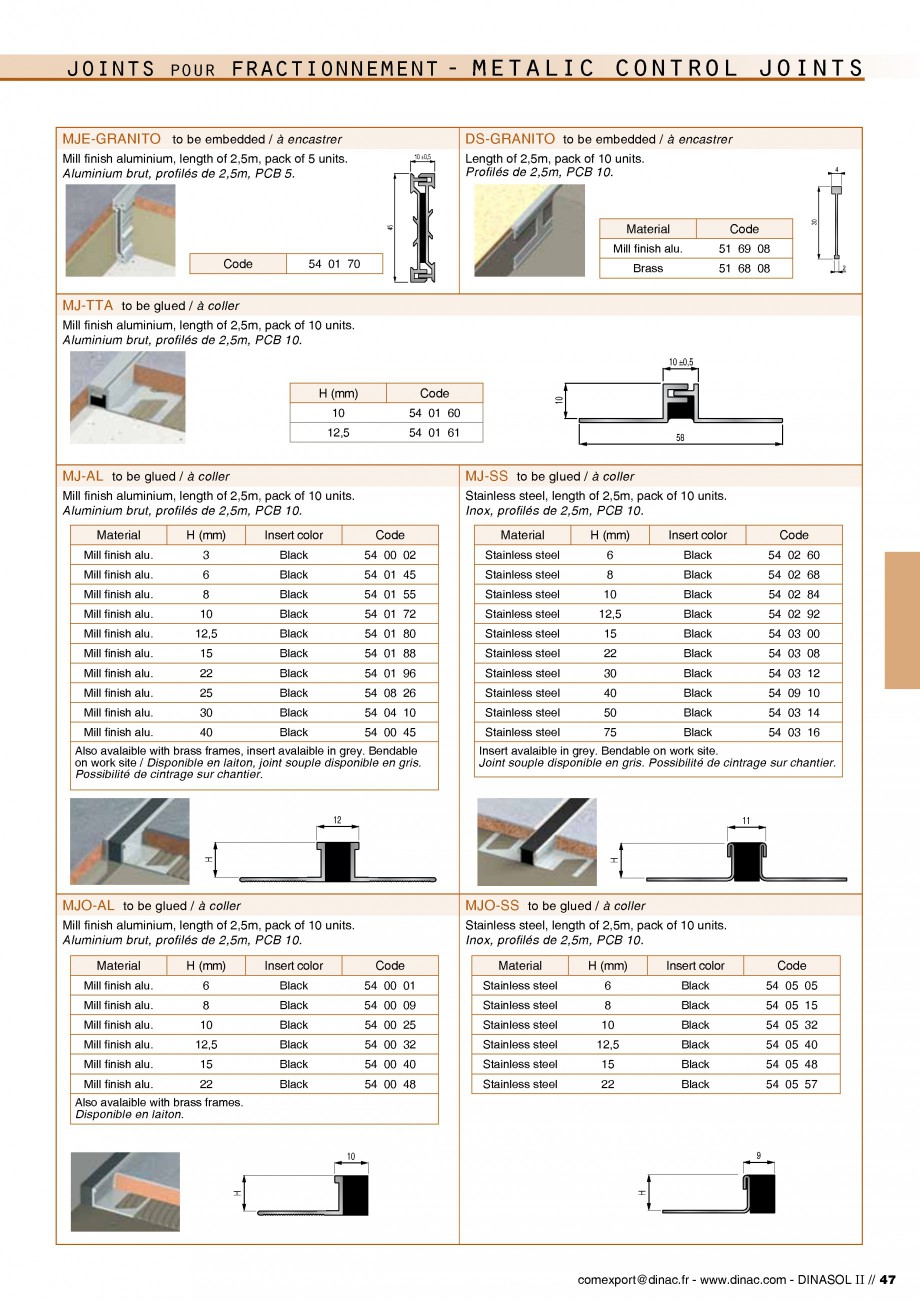 Pagina 49-Profile de dilatatie pentru pereti, pardoseli  Catalog, brosura Engleza, Franceza 44% 35% 46% 37%...