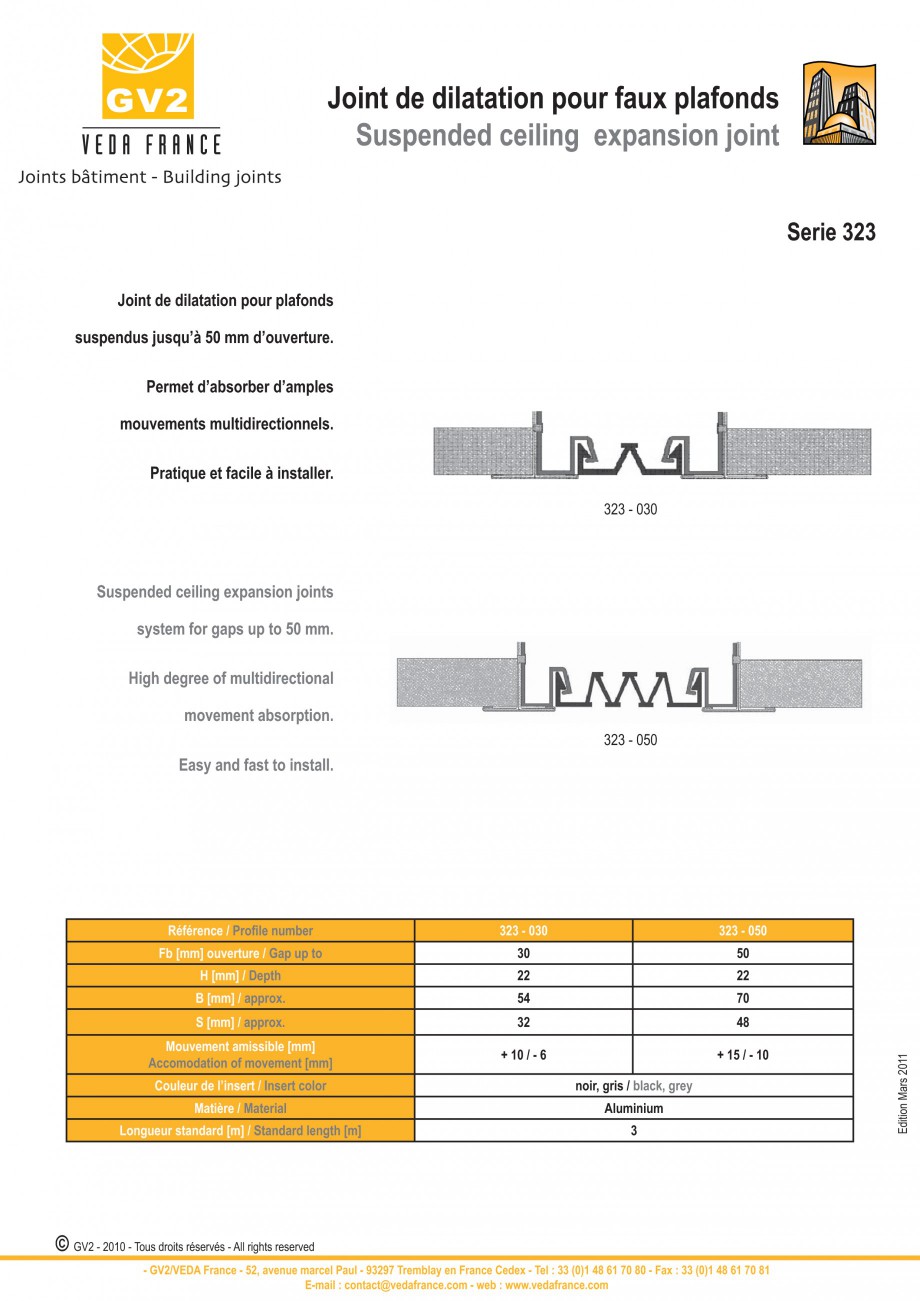 Pagina 7 - Profile de dilatatie pentru tavane si pereti VEDA Facades and ceilings expansion joints...