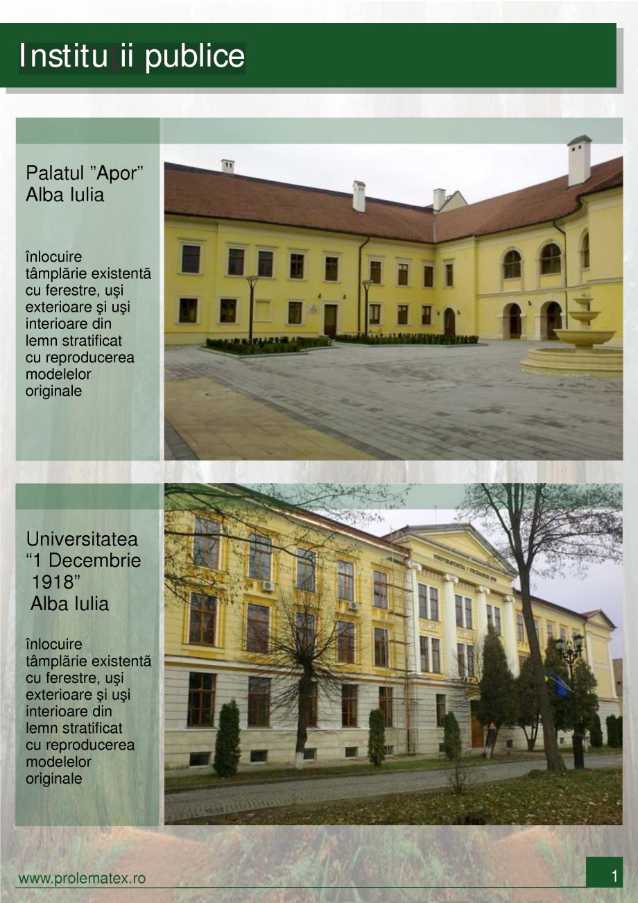 Pagina 2-Ferestre din lemn stratificat PROLEMATEX Lucrari, proiecte Romana a Bank suc.Bistri a
înlocuire...