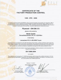 Placaj brut - Certificat control productie placaj