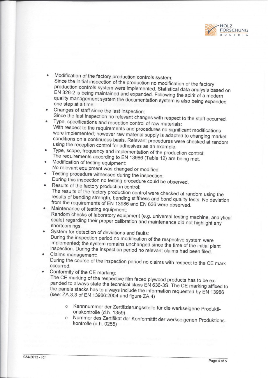 Pagina 3 - Placaj brut - Raport de inspectie 2013 WELDE Certificare produs Engleza 