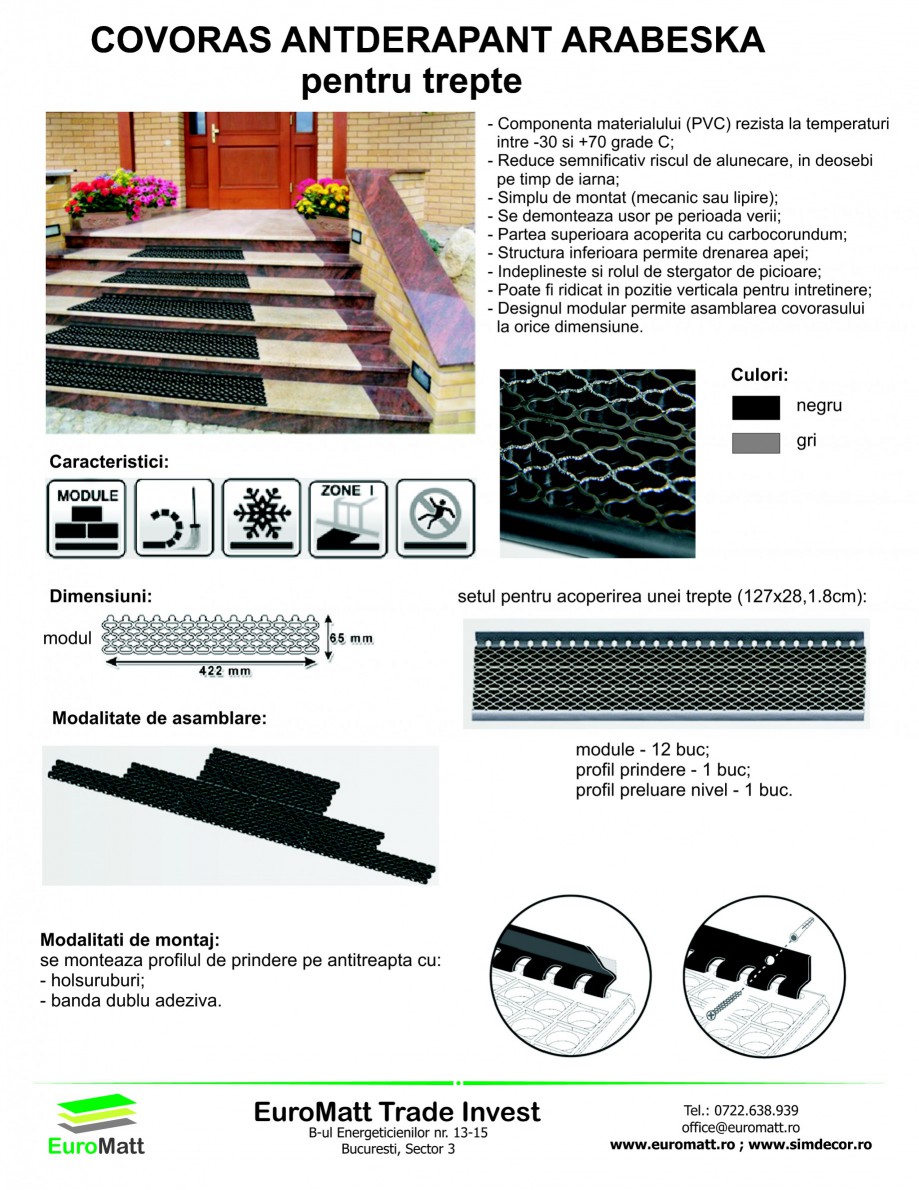 Pagina 1-Covor antiderapant pentru trepte EUROMATT ARABESKA Fisa tehnica Romana COVORAS ANTDERAPANT ARABESKA ...